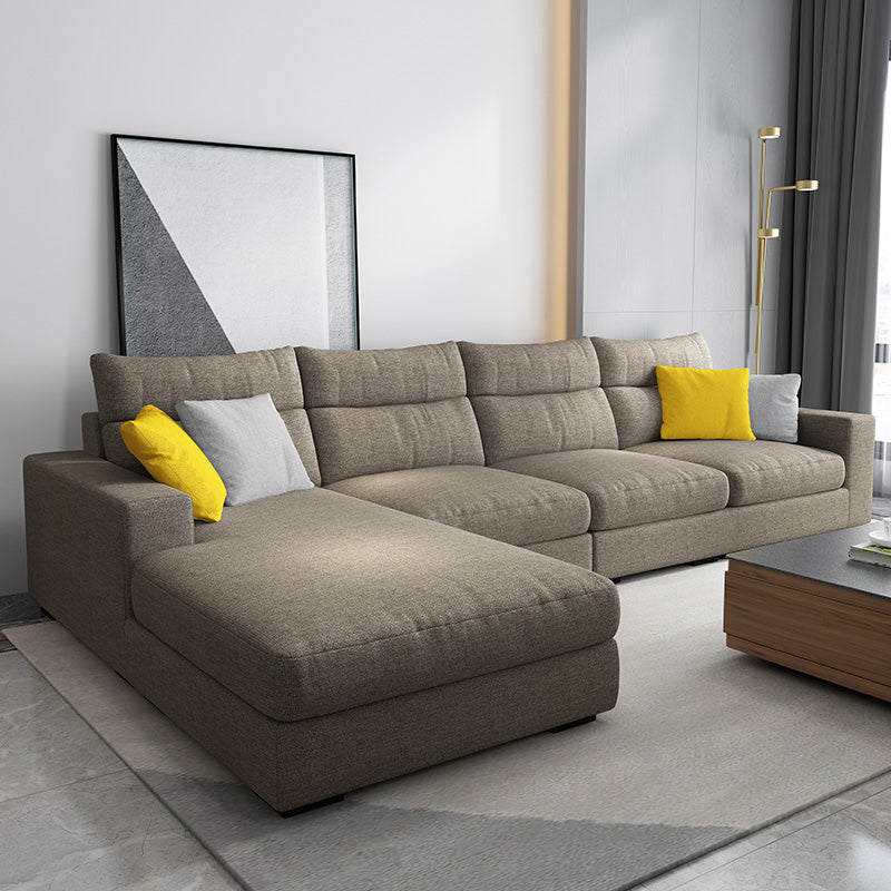 Contemporary Linen Square Arm Sofa & Chaise for Living Room Coffee Left Clearhalo 'furn' 'furn_sectionals' 'Furniture' 'Living Room Furniture' 'Sectionals' 6142585