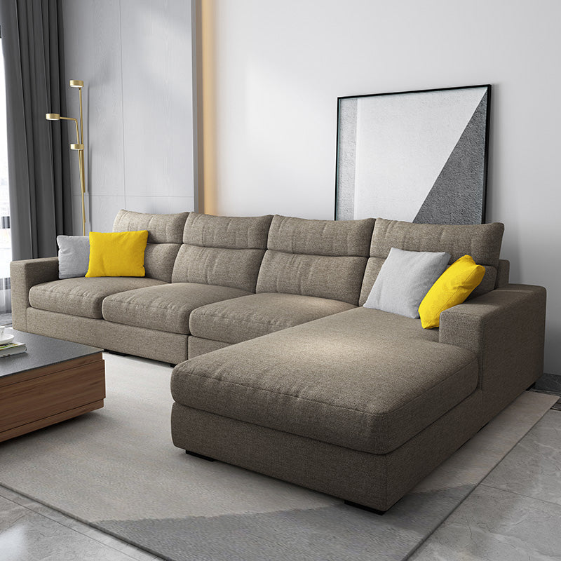 Contemporary Linen Square Arm Sofa & Chaise for Living Room Coffee Right Clearhalo 'furn' 'furn_sectionals' 'Furniture' 'Living Room Furniture' 'Sectionals' 6142589