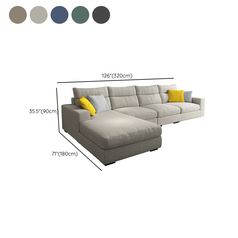 Contemporary Linen Square Arm Sofa & Chaise for Living Room Clearhalo 'furn' 'furn_sectionals' 'Furniture' 'Living Room Furniture' 'Sectionals' 6142592