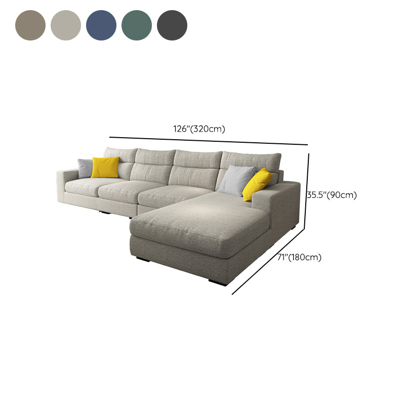 Contemporary Linen Square Arm Sofa & Chaise for Living Room Clearhalo 'furn' 'furn_sectionals' 'Furniture' 'Living Room Furniture' 'Sectionals' 6142593