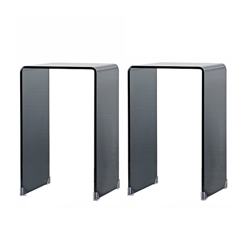Modern Square Glass Side End Table Sled Corner Table for Living Room