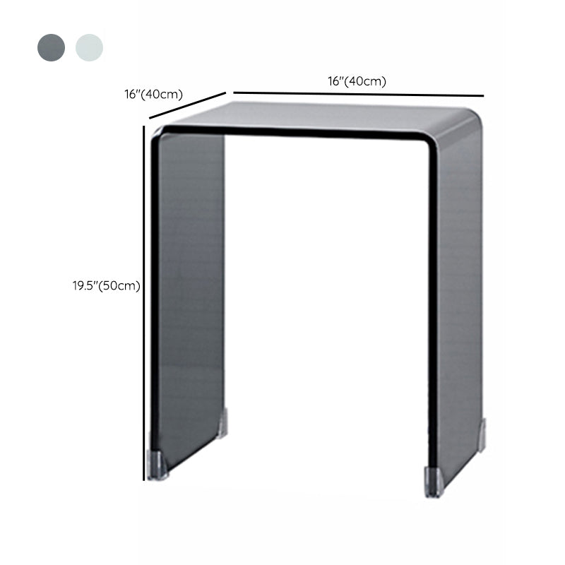Modern Square Glass Side End Table Sled Corner Table for Living Room