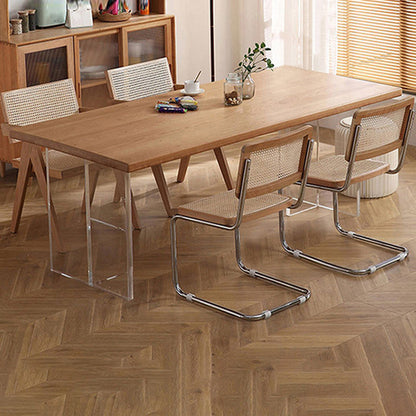 1/2/5 Pieces Rectangle Dining Set Modern Solid Wood Dining Table with Chairs 5 Pieces: 1 Table, 2 Wood Chairs, 2 Natural Chairs Clearhalo 'Dining Room Sets' 'Dining Tables & Seating' 'dining_room_set' 'furn' 'furn_dining_room_set' 'Furniture' 'Kitchen & Dining Furniture' 6142915