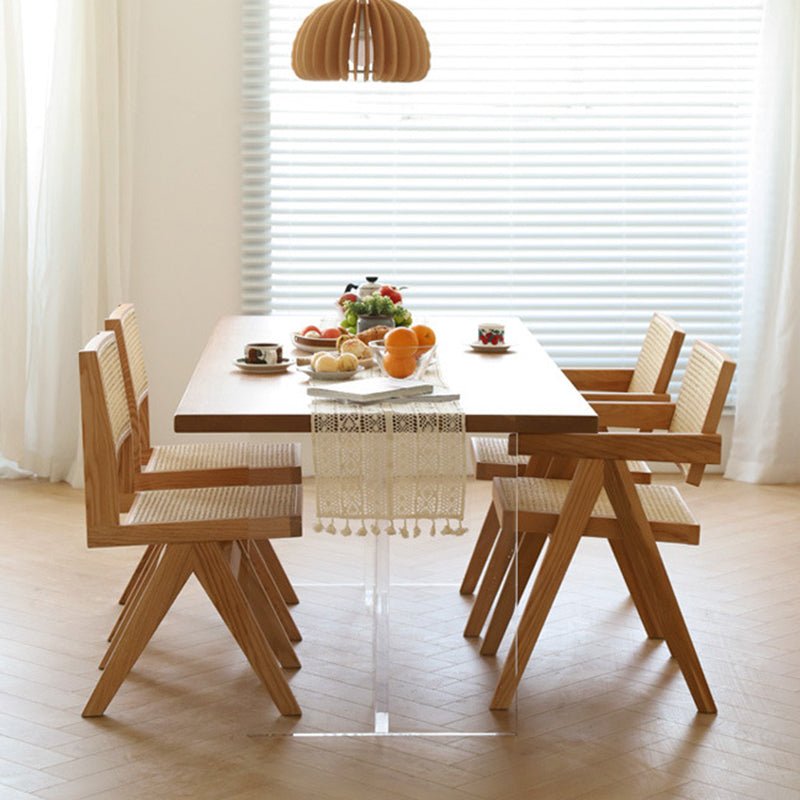 1/2/5 Pieces Rectangle Dining Set Modern Solid Wood Dining Table with Chairs