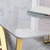 Table à manger en pierre rectangulaire de 1/7 pièces modernes pour le salon