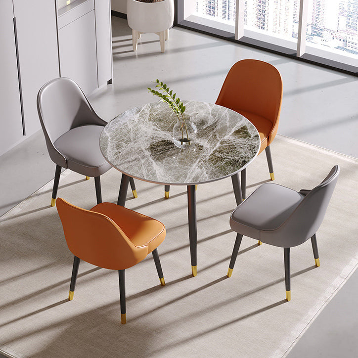 Modern 1/5 Pieces Dining Set Round Stone Dining Table for Living Room