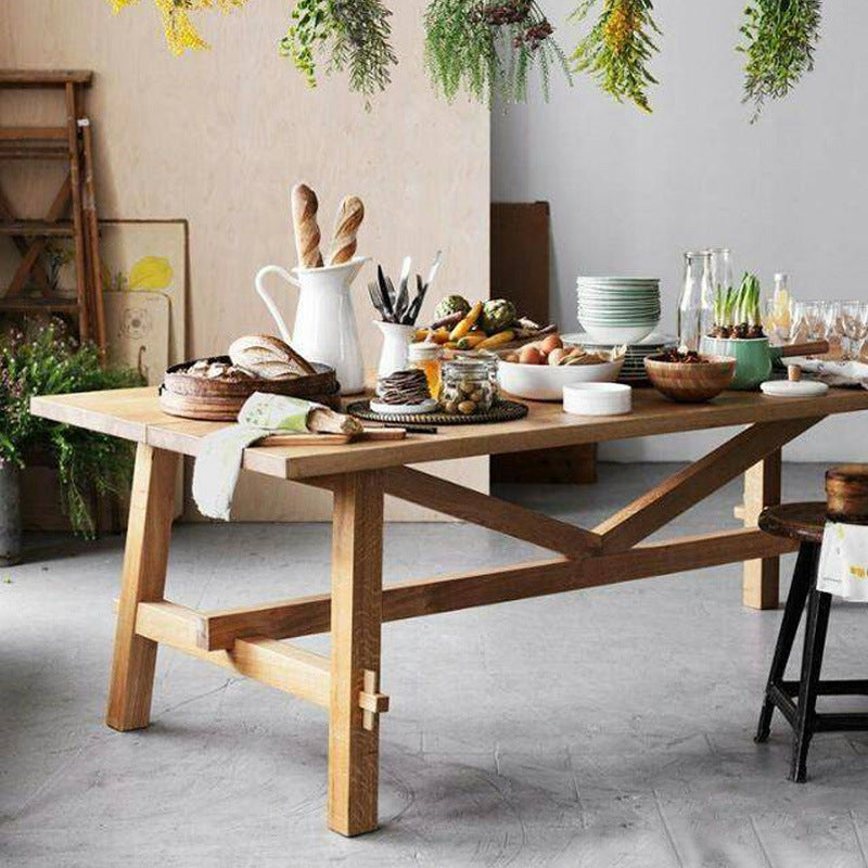 モダンな1/5ピースダイニングセット長方形の松の木ダイニングテーブルダイニングルームキッチン用