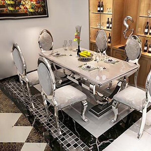 Mesa de comedor de mármol de estilo moderno juego blanco 1/4/5/6/7 piezas de comedor para uso en el hogar