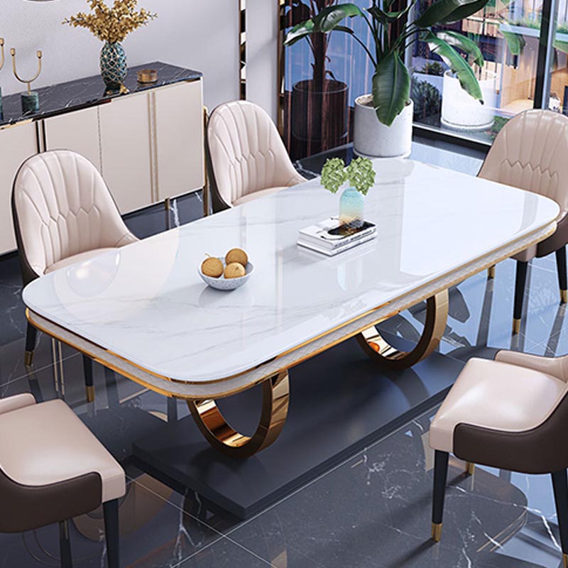 1/4/5/6 Pièces Ensemble de restauration Rectangle Rectangle Table à manger en pierre fritté