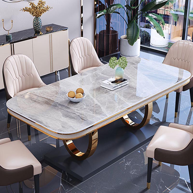 1/4/5/6 Pièces Ensemble de restauration Rectangle Rectangle Table à manger en pierre fritté