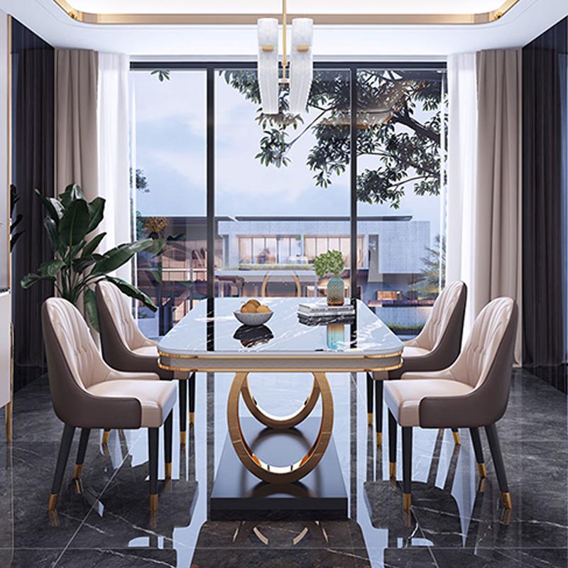 1/4/5/6 Pièces Ensemble de restauration Rectangle Rectangle Table à manger en pierre fritté