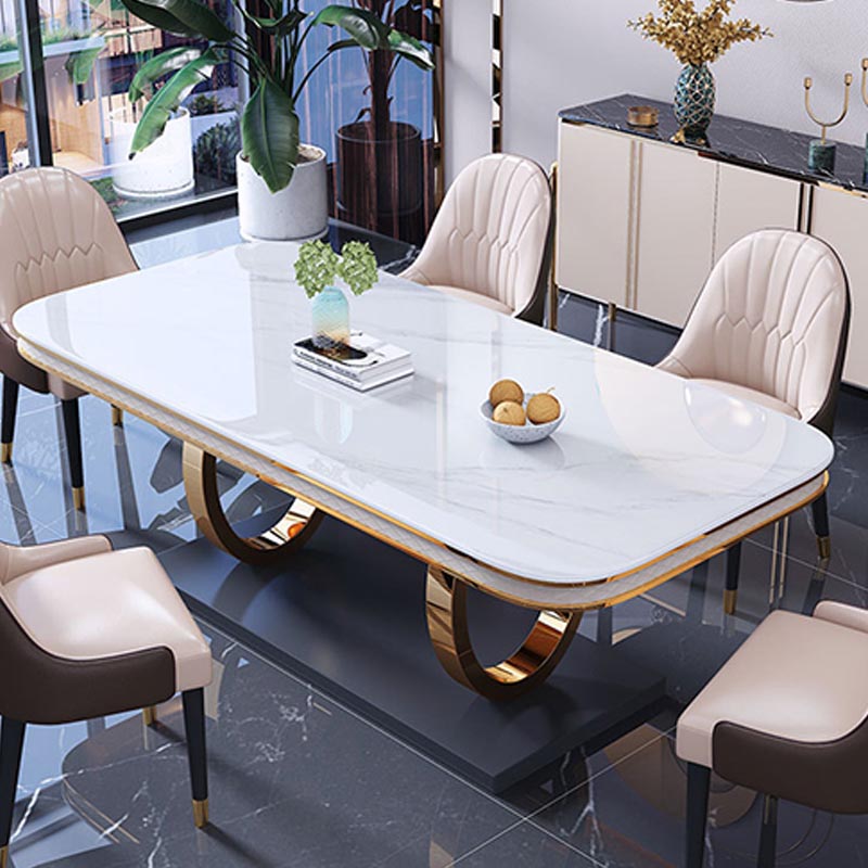 1/4/5/6 Pièces Ensemble de restauration Rectangle Rectangle Table à manger en pierre fritté