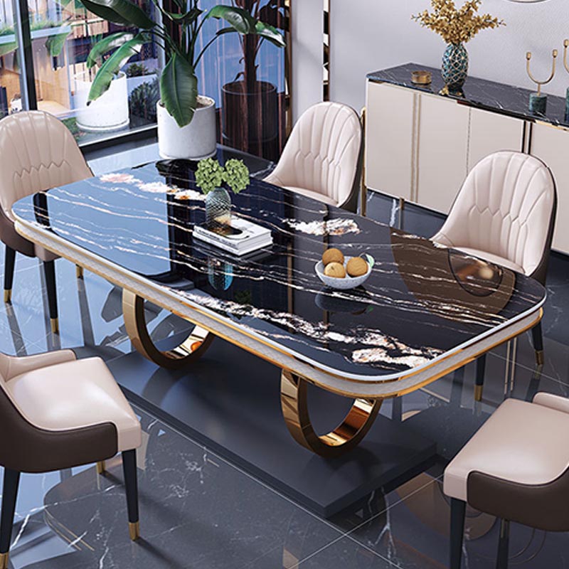 1/4/5/6 Pièces Ensemble de restauration Rectangle Rectangle Table à manger en pierre fritté