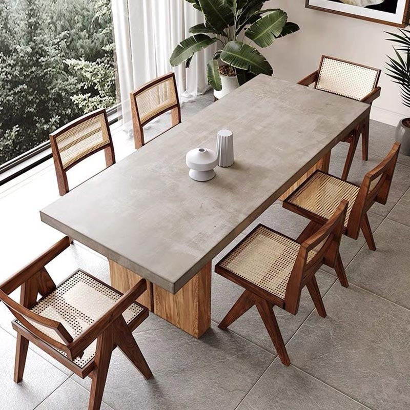 Industrial 1/5/7 Pieces Dining Set Rectangle Wood Dining Table for Dining Room Clearhalo 'Dining Room Sets' 'Dining Tables & Seating' 'dining_room_set' 'furn' 'furn_dining_room_set' 'Furniture' 'Kitchen & Dining Furniture' 6146990