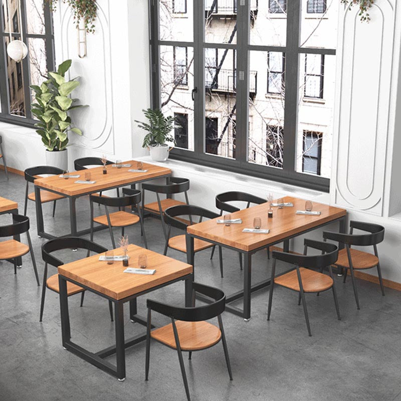 1/5 piezas Juego de comedor de comedor industrial Juego de comedor de madera maciza para uso en el hogar