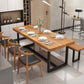 Industrial 1/5 Pieces Dining Set Rectangle Pine Wood Dining Table for Living Room