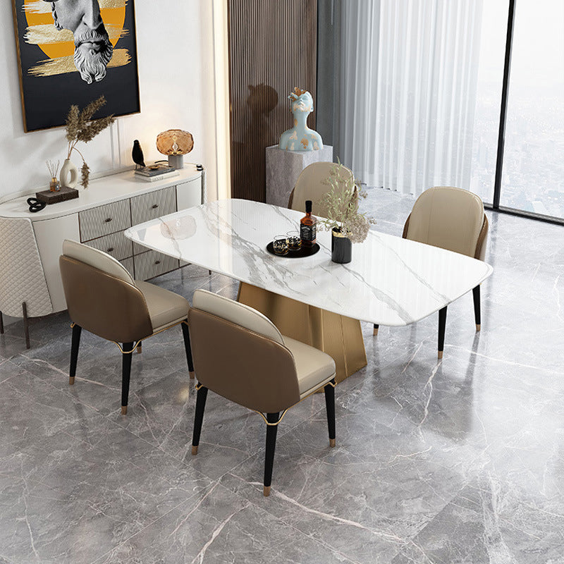 Glam -stijl rechthoekige tafel ingesteld 1/4/5/7 stukken dinerset voor thuisgebruik