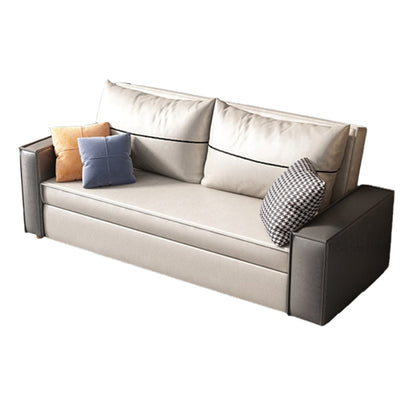 Cama de sofá de cuero de faux beige 35.43 "Sofá de durmiente plegable contemporáneo de ancho