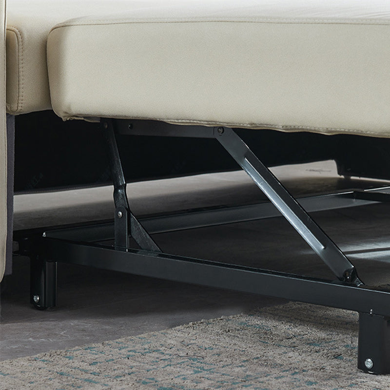 Cama de sofá de cuero de faux beige 35.43 "Sofá de durmiente plegable contemporáneo de ancho