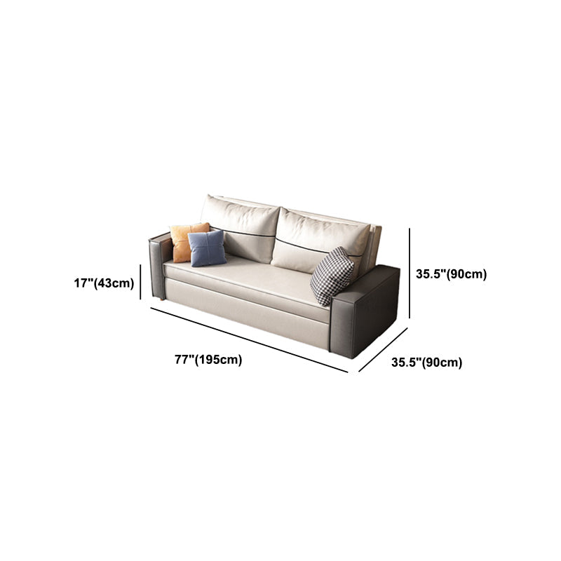 Cama de sofá de cuero de faux beige 35.43 "Sofá de durmiente plegable contemporáneo de ancho