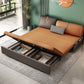 Contemporary Armless Bonded Leather Sofa Bed in Brown with Storage