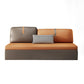 Contemporary Armless Bonded Leather Sofa Bed in Brown with Storage