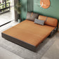 Contemporary Armless Bonded Leather Sofa Bed in Brown with Storage