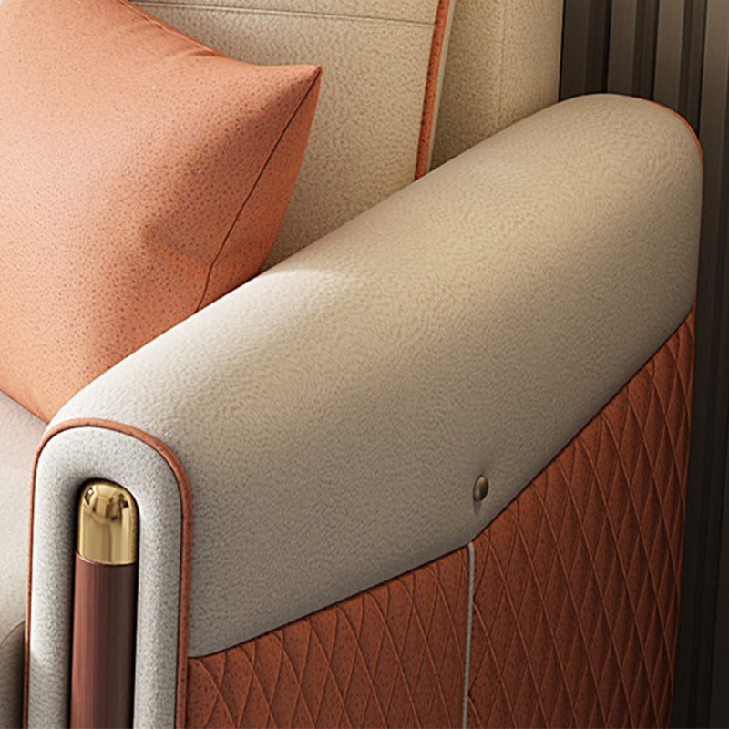 Cama de sofá de cuero sintética contemporánea 37.40 "Sofá para dormir beige de ancho
