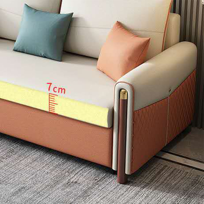 Cama de sofá de cuero sintética contemporánea 37.40 "Sofá para dormir beige de ancho