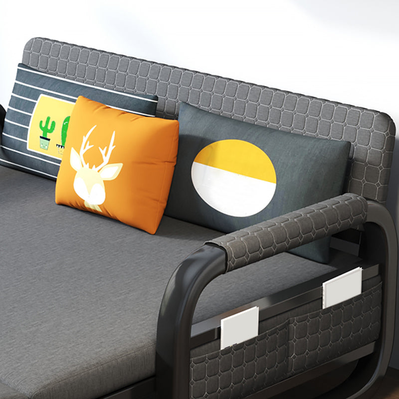 Miscela di cotone moderno divano a braccio quadrato in grigio con spazio