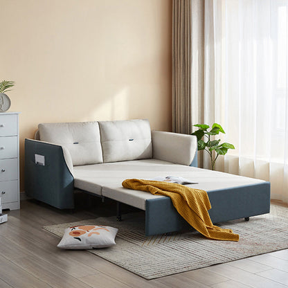 Faux lederen bank bed met kussenachter converteerbare bank met tijdschriftopslag