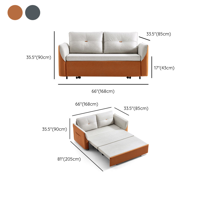 Faux lederen bank bed met kussenachter converteerbare bank met tijdschriftopslag