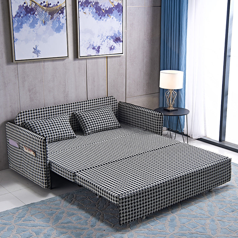 Suif convertible de 30,70 "de largeur de largeur canapé-lit de stockage en noir et blanc