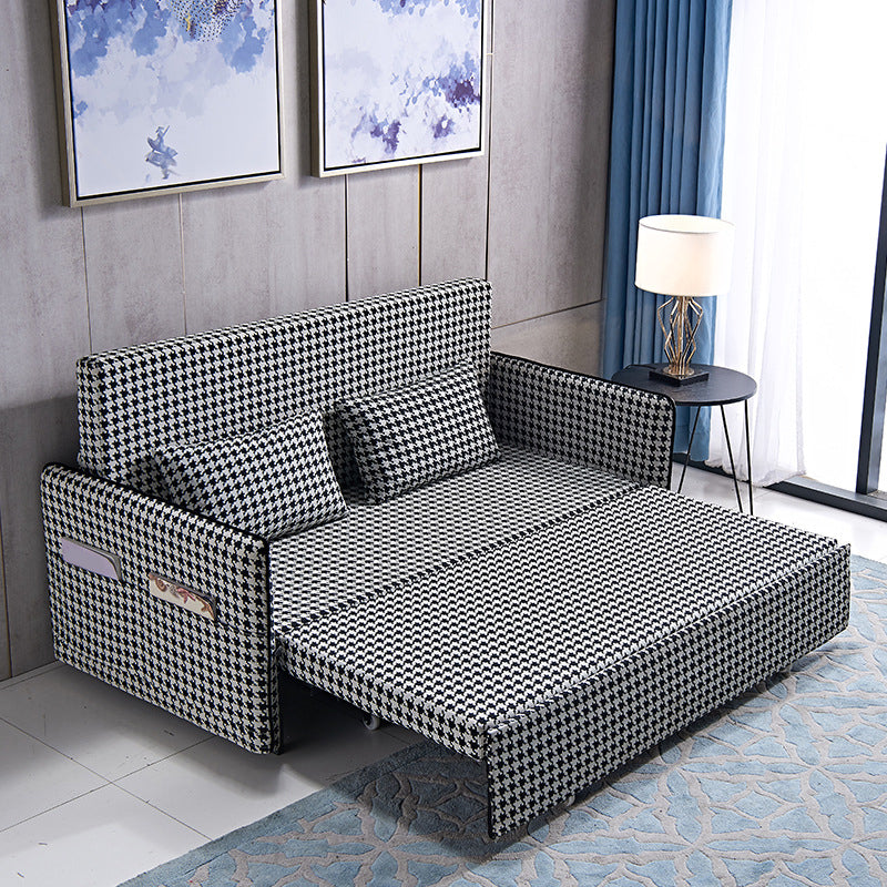 Suif convertible de 30,70 "de largeur de largeur canapé-lit de stockage en noir et blanc