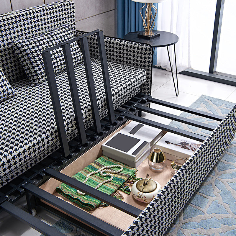 Suif convertible de 30,70 "de largeur de largeur canapé-lit de stockage en noir et blanc