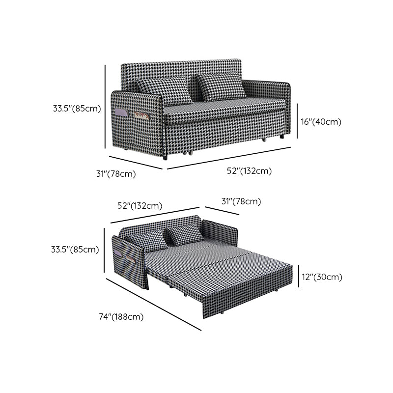 Suif convertible de 30,70 "de largeur de largeur canapé-lit de stockage en noir et blanc