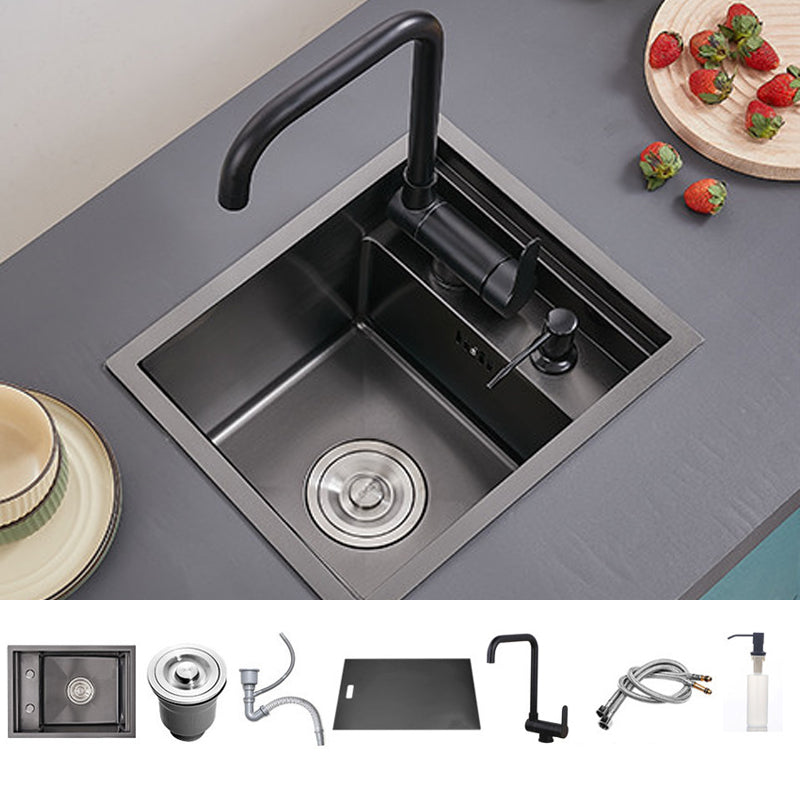 Stainless Steel Sink for Kitchen Drop-In Kitchen Sink with Soap Dispenser 14"L x 18"W x 9"H Sink with Faucet Foldable Faucet