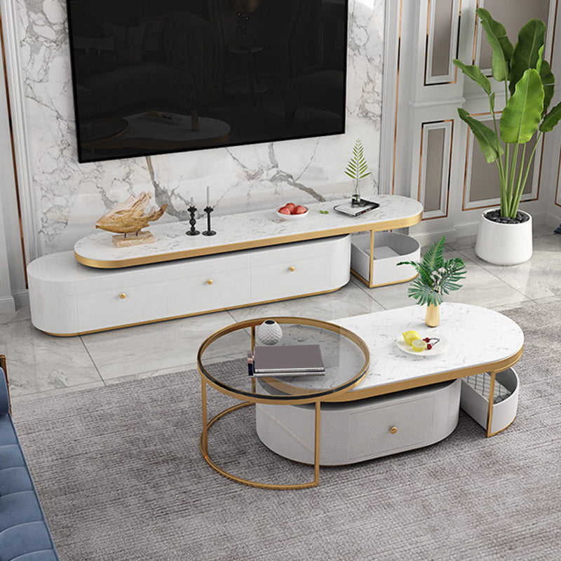 Glam TV Media Stand Enclosed Storage TV Stand Console with Drawers Clearhalo 'furn' 'furn_tv_stands_entertainment_centers' 'Furniture' 'Living Room Furniture' 'TV Stands & Entertainment Centers' 'TV Stands & Media Storage Furniture' 'tv_stands_entertainment_centers' 6150687