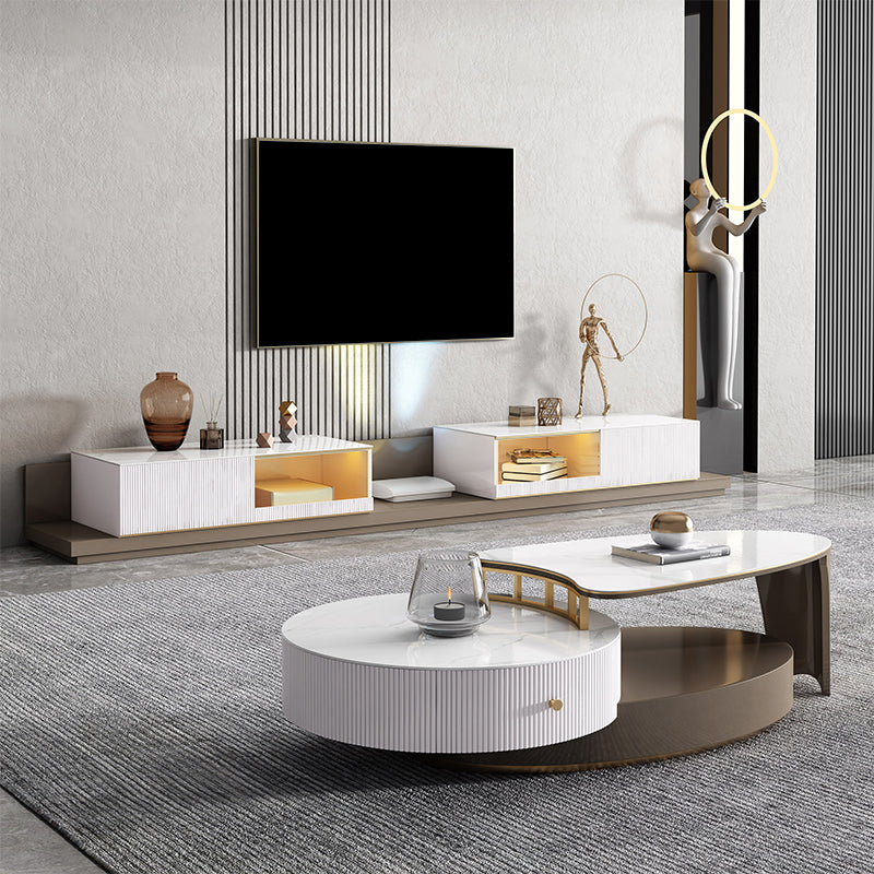 Contemporary Media Console TV Stand Stone TV Stand with 2 Drawers Clearhalo 'furn' 'furn_tv_stands_entertainment_centers' 'Furniture' 'Living Room Furniture' 'TV Stands & Entertainment Centers' 'TV Stands & Media Storage Furniture' 'tv_stands_entertainment_centers' 6150721