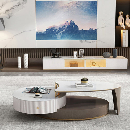 Contemporary Media Console TV Stand Stone TV Stand with 2 Drawers Clearhalo 'furn' 'furn_tv_stands_entertainment_centers' 'Furniture' 'Living Room Furniture' 'TV Stands & Entertainment Centers' 'TV Stands & Media Storage Furniture' 'tv_stands_entertainment_centers' 6150723