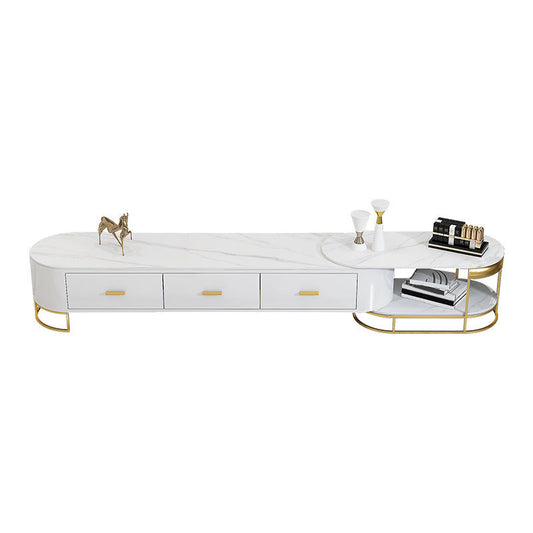 Open Storage Media Console TV Stand Glam TV Media Stand with Drawers