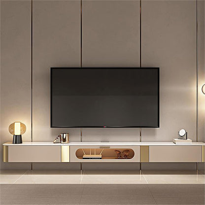 Glam – meuble TV en marbre blanc, Console de rangement fermée, support multimédia TV pour salon