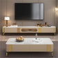 Glam – meuble TV en marbre blanc, Console de rangement fermée, support multimédia TV pour salon