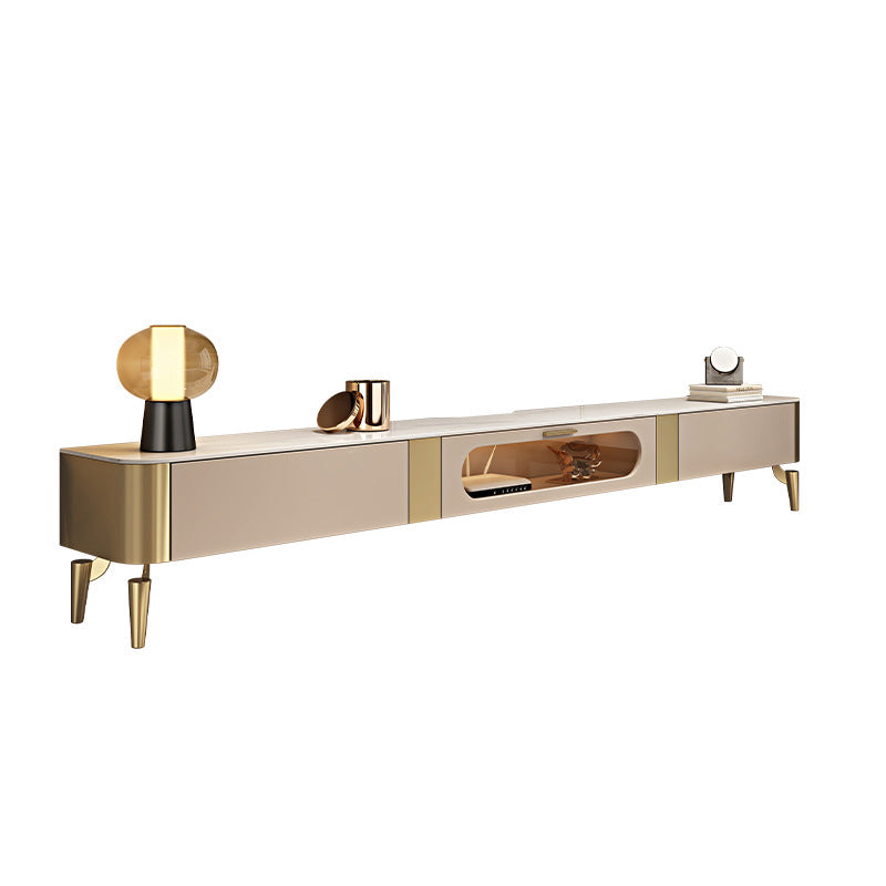 Glam – meuble TV en marbre blanc, Console de rangement fermée, support multimédia TV pour salon