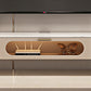 Glam – meuble TV en marbre blanc, Console de rangement fermée, support multimédia TV pour salon