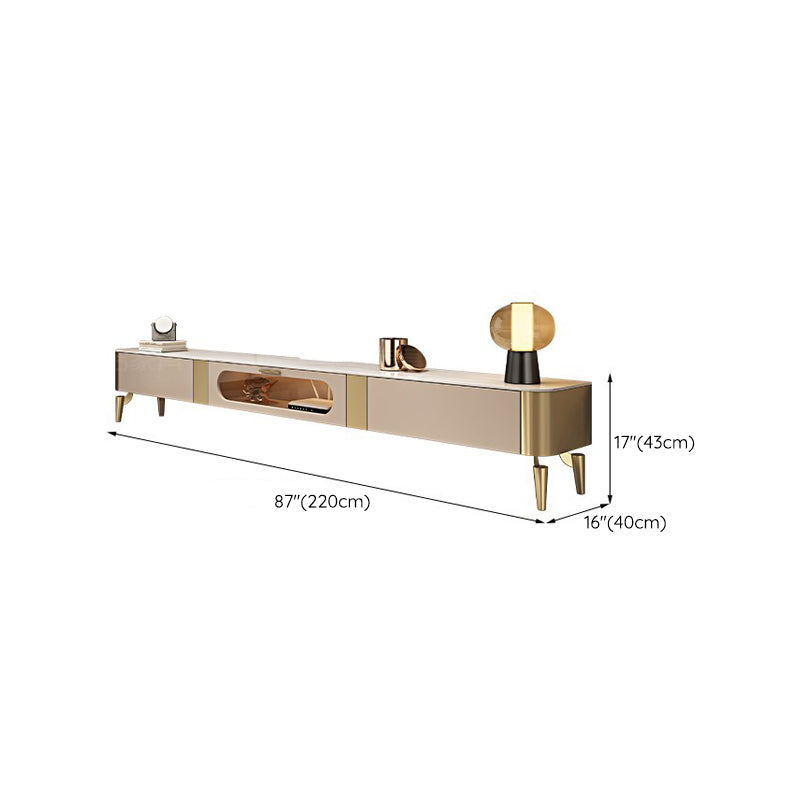 Glam – meuble TV en marbre blanc, Console de rangement fermée, support multimédia TV pour salon