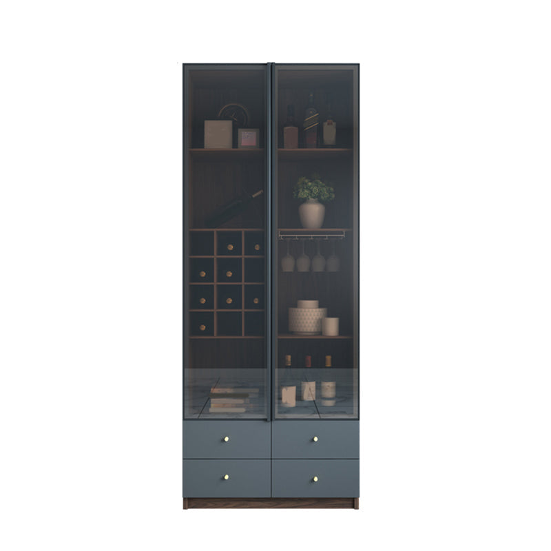 Scandinavian Faux Wood Storage Cabinet Black Glass Doors Display Cabinet for Bedroom https: res.litfad.com site img item 2022 09 09 6150864 1200x1200.jpg Clearhalo 'Display & China Cabinets' 'display_china_cabinets' 'furn' 'furn_display_china_cabinets' 'Furniture' 'Kitchen & Dining Furniture' 6150864