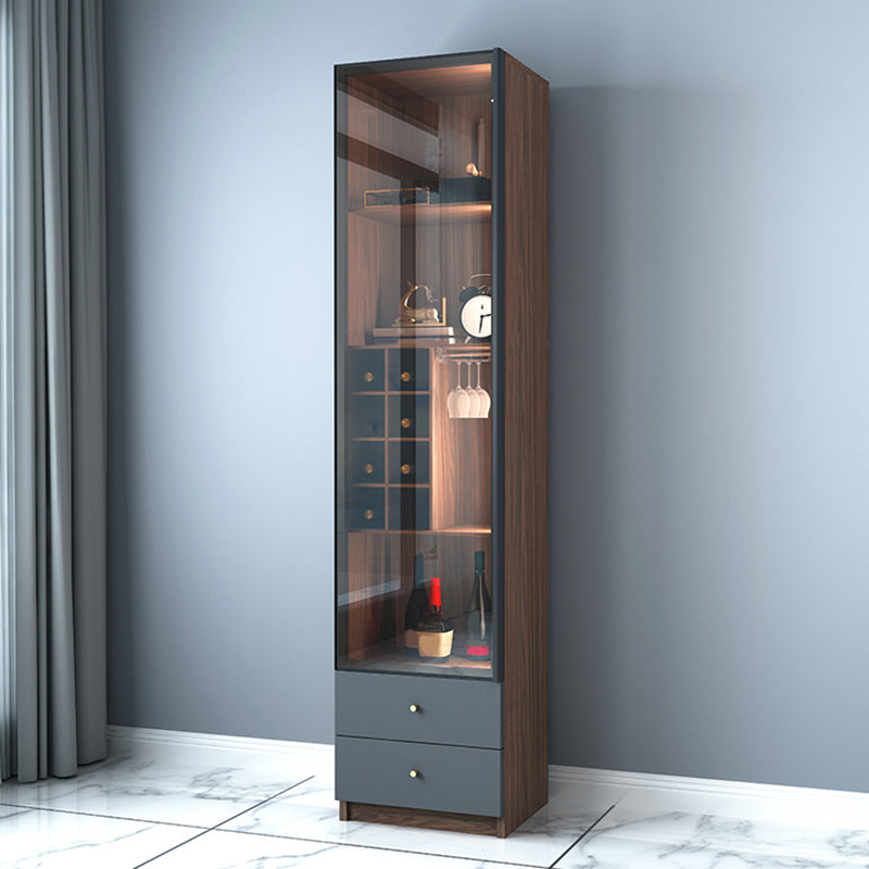 Scandinavian Faux Wood Storage Cabinet Black Glass Doors Display Cabinet for Bedroom Clearhalo 'Display & China Cabinets' 'display_china_cabinets' 'furn' 'furn_display_china_cabinets' 'Furniture' 'Kitchen & Dining Furniture' 6150867
