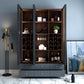 Scandinavian Faux Wood Storage Cabinet Black Glass Doors Display Cabinet for Bedroom Clearhalo 'Display & China Cabinets' 'display_china_cabinets' 'furn' 'furn_display_china_cabinets' 'Furniture' 'Kitchen & Dining Furniture' 6150874