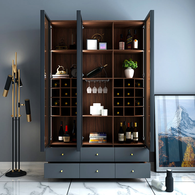 Scandinavian Faux Wood Storage Cabinet Black Glass Doors Display Cabinet for Bedroom Clearhalo 'Display & China Cabinets' 'display_china_cabinets' 'furn' 'furn_display_china_cabinets' 'Furniture' 'Kitchen & Dining Furniture' 6150874